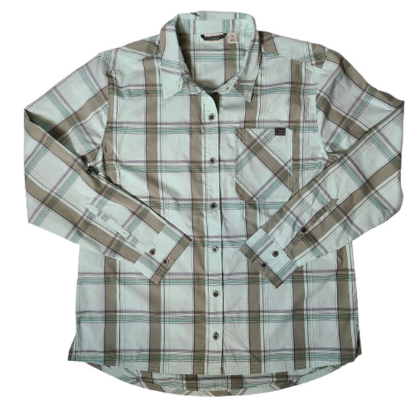 LL Bean Blue Gray Purple Plaid Everyday SunSmart® Woven Shirt Long-Sleeve - Picture 1 of 7